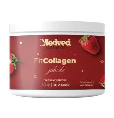 Medveď Natural FitCollagen jahoda, kolagenový prášek s Nextida GC, podpora sytosti, metabolismu a kontroly hmotnosti
