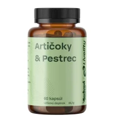 Medveď Natural Artičoky & pestrec, výživový doplnok s rastlinnými extraktmi na podporu pečene a trávenia 60 kapsúl