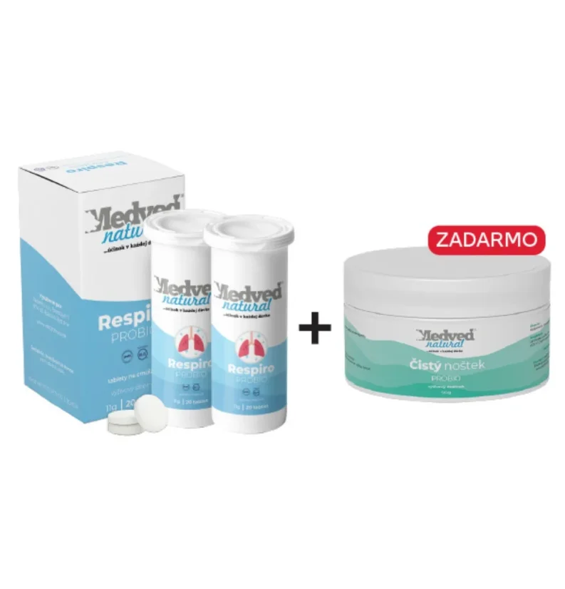 2× Medveď Natural Respiro PROBIO 20 tabliet a Čistý noštek PROBIO 50 g zadarmo 2× Medveď Natural Respiro PROBIO 20 tabliet a Čistý noštek PROBIO 50 g zadarmo