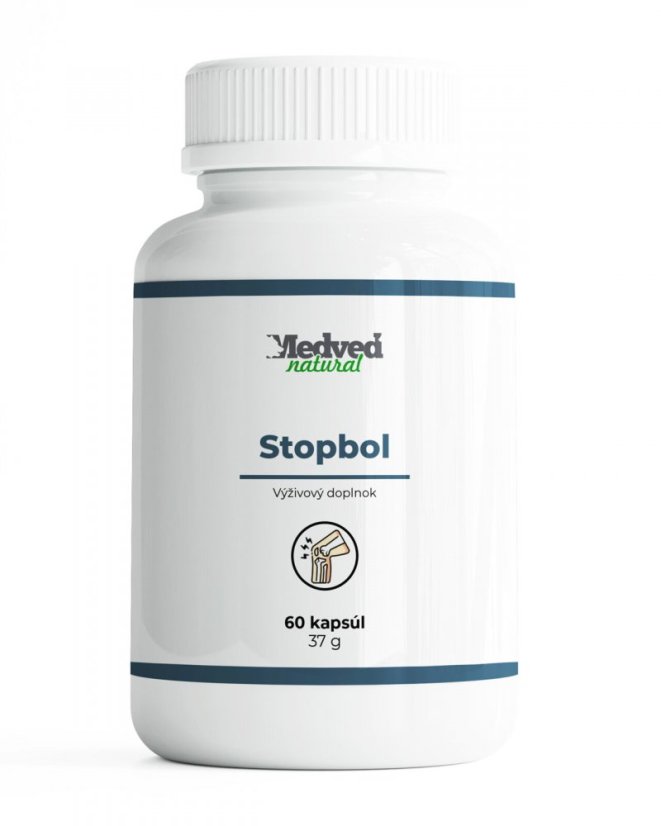 Výživový doplnok Stopbol Medveď Natural, 60 kapsúl, pre úľavu od bolesti kĺbov, svalov a pohybového aparátu