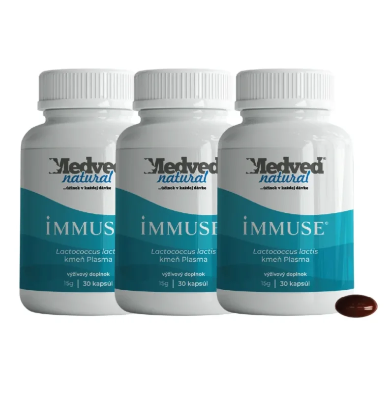 3× Medveď Natural IMMUSE 30 softgel kapsúl s postbiotikom LC-Plasma