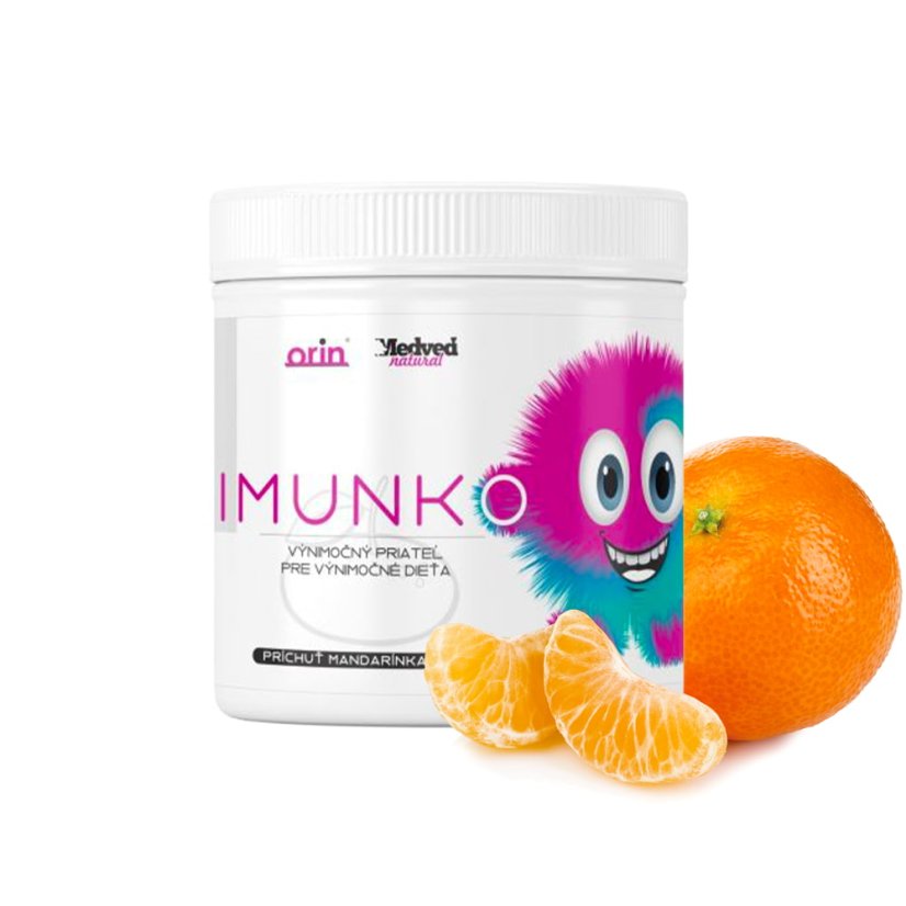 Orin Medveď Natural Imunko, výživový doplnok na podporu imunity pre deti, príchuť mandarínka