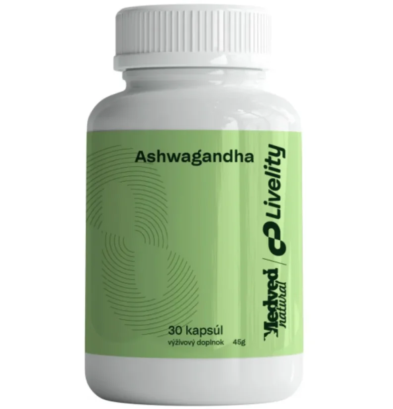 Medveď Natural Ashwagandha 30 kapsúl – výživový doplnok s ashwagandhou na podporu zvládania stresu a vitality