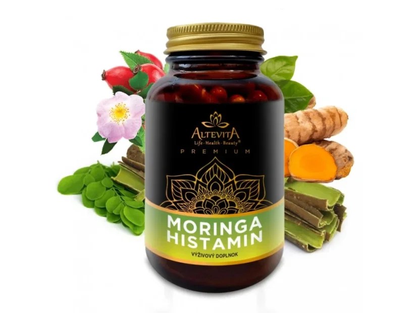 Altevita Moringa Histamin – doplněk stravy s moringou, kurkumou, šípky a dalšími rostlinami na podporu rovnováhy histaminu
