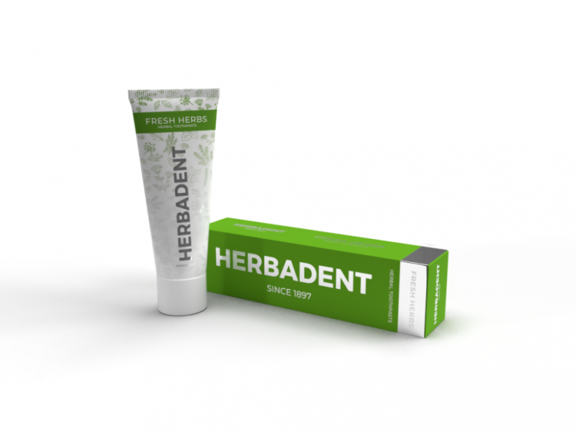Herbadent bylinná zubná pasta Fresh Herbs bez fluóru – prírodná ústna hygiena s osviežujúcimi bylinkami na každodenné použitie