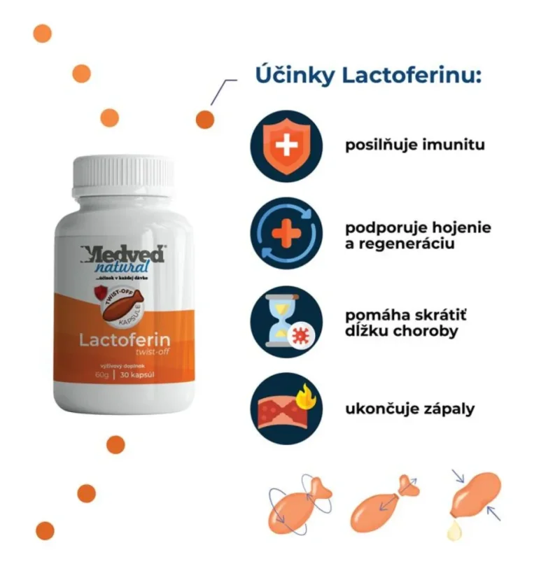 Medveď Natural Lactoferrin twist-off – účinky na imunitu, hojení, regeneraci a záněty