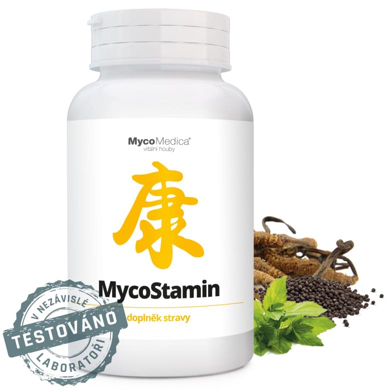 MycoMedica MycoStamin – vitálne huby Cordyceps, adaptogény a byliny pre vitalitu, energiu a imunitu, testované v nezávislom laboratóriu
