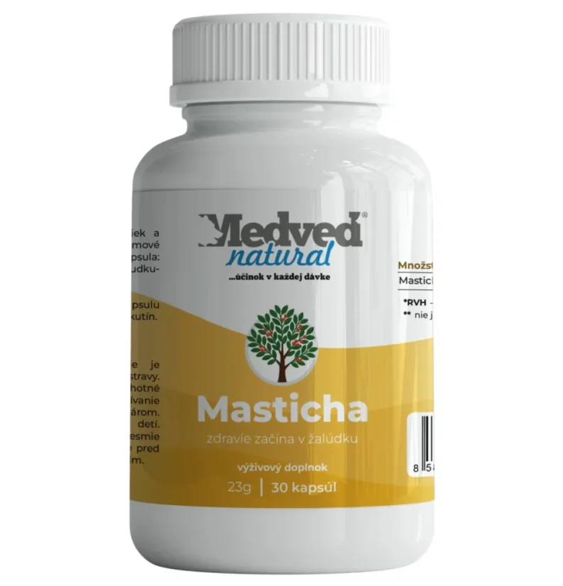 Medveď Natural Masticha 30 kapslí – přírodní doplněk stravy z mastichové pryskyřice na podporu trávení