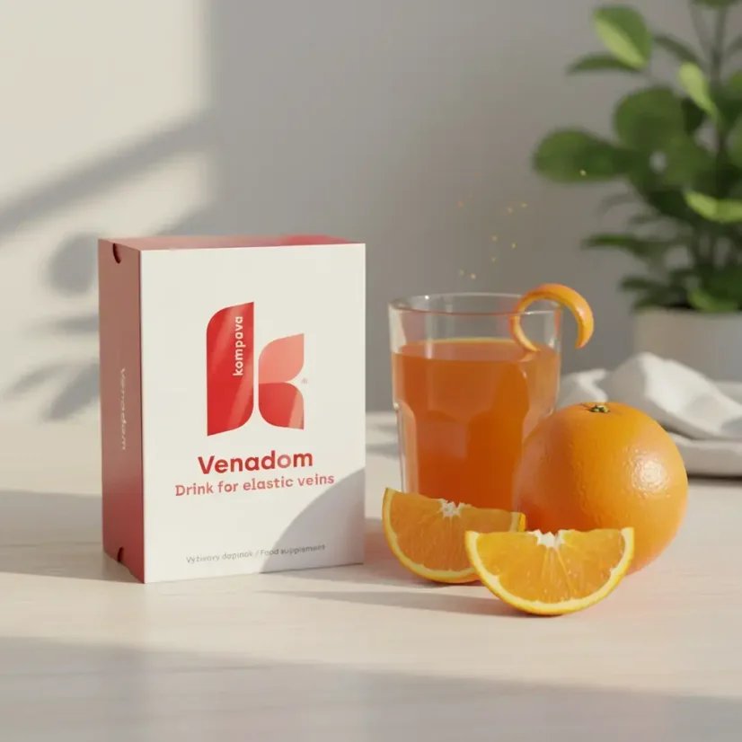Venadom nápoj pro pružné žíly s pomerančovou příchutí