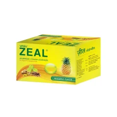 Vasu Zeal pastilky s příchutí ananasu – ajurvédské pastilky na kašel a bolest v krku s amalaki a bylinami Vasu Zeal pastilky s příchutí ananasu – ajurvédské pastilky na kašel a bolest v krku s amalaki a bylinami