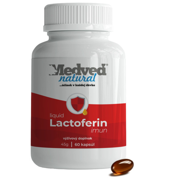 Výživový doplnok Medveď Natural Lactoferrin Imun liquid – podpora imunity v tekutých kapsulách, 60 ks