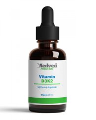 Medveď Natural Vitamín D3K2 – doplněk stravy na podporu imunity a kostí, 20 ml Medveď Natural Vitamín D3K2 – doplněk stravy na podporu imunity a kostí, 20 ml