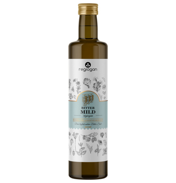 Regiogan Bitter Mild BIO – jemná bylinná tinktúra z horkých bylín na podporu trávenia (500 ml)