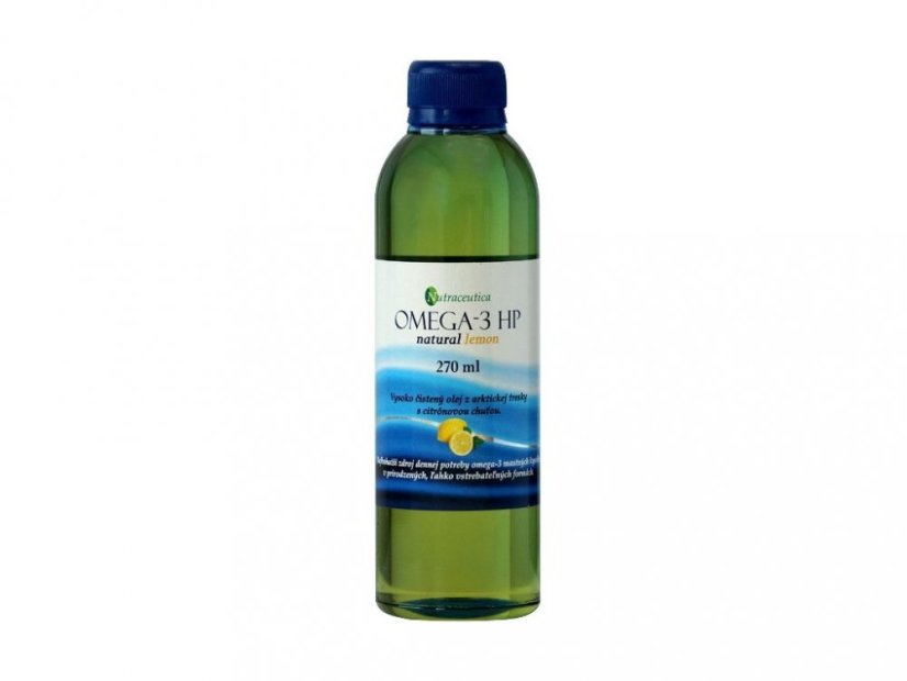 Nutraceutica OMEGA-3 HP natural lemon s obsahom 270 ml čisteného oleja z arktickej tresky s citrónovou príchuťou