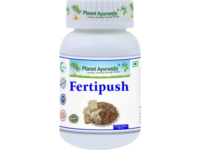 Doplněk stravy Planet Ayurveda Fertipush s bylinami na podporu plodnosti a reprodukčního zdraví