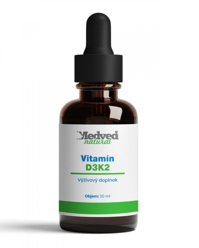 Medveď Natural Vitamín D3K2 – doplněk stravy na podporu imunity a kostí, 20 ml Medveď Natural Vitamín D3K2 – doplněk stravy na podporu imunity a kostí, 20 ml