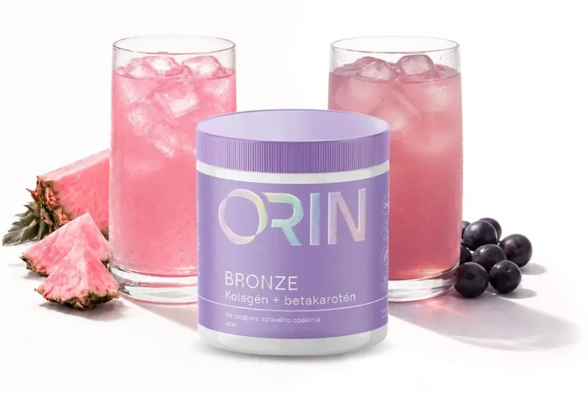 ORIN BRONZE kolagén s betakaroténom a nápojmi s príchuťou acai a ružového ananásu