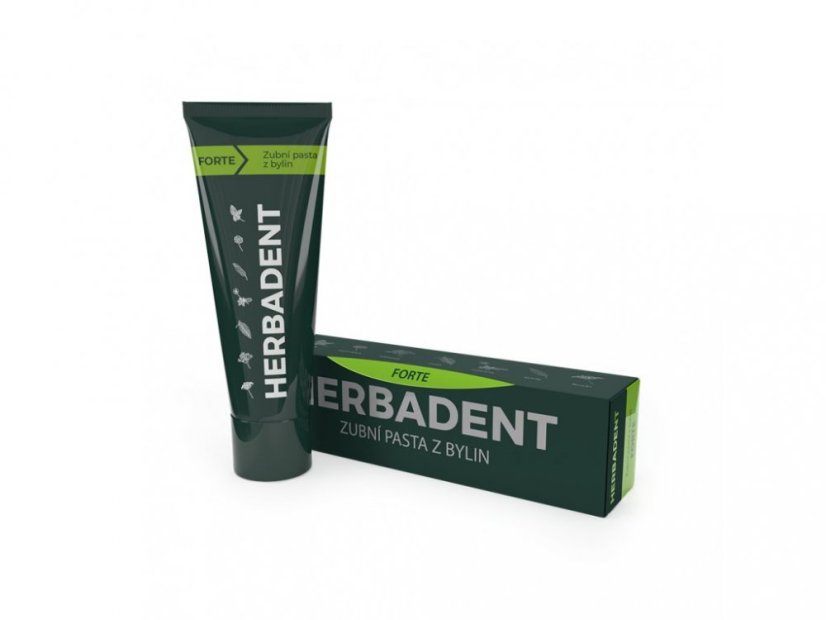 Herbadent bylinná zubná pasta FORTE – intenzívna starostlivosť o ďasná a zuby s extraktmi z liečivých bylín bez fluóru