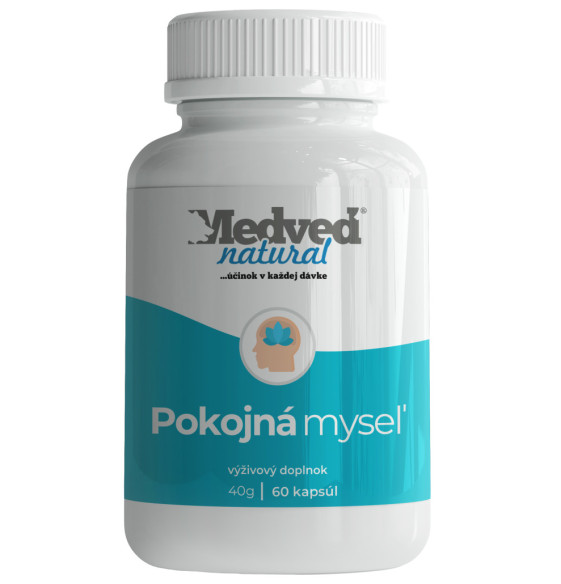 Výživový doplnok Pokojná myseľ Medveď Natural, 60 kapsúl, pre podporu psychickej pohody, relaxácie a zníženie stresu Výživový doplnok Pokojná myseľ Medveď Natural, 60 kapsúl, pre podporu psychickej pohody, relaxácie a zníženie stresu