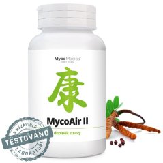 MycoAir II MycoMedica – doplnok výživy s medicinálnymi hubami a bylinkami na podporu dýchania a zdravia pľúc