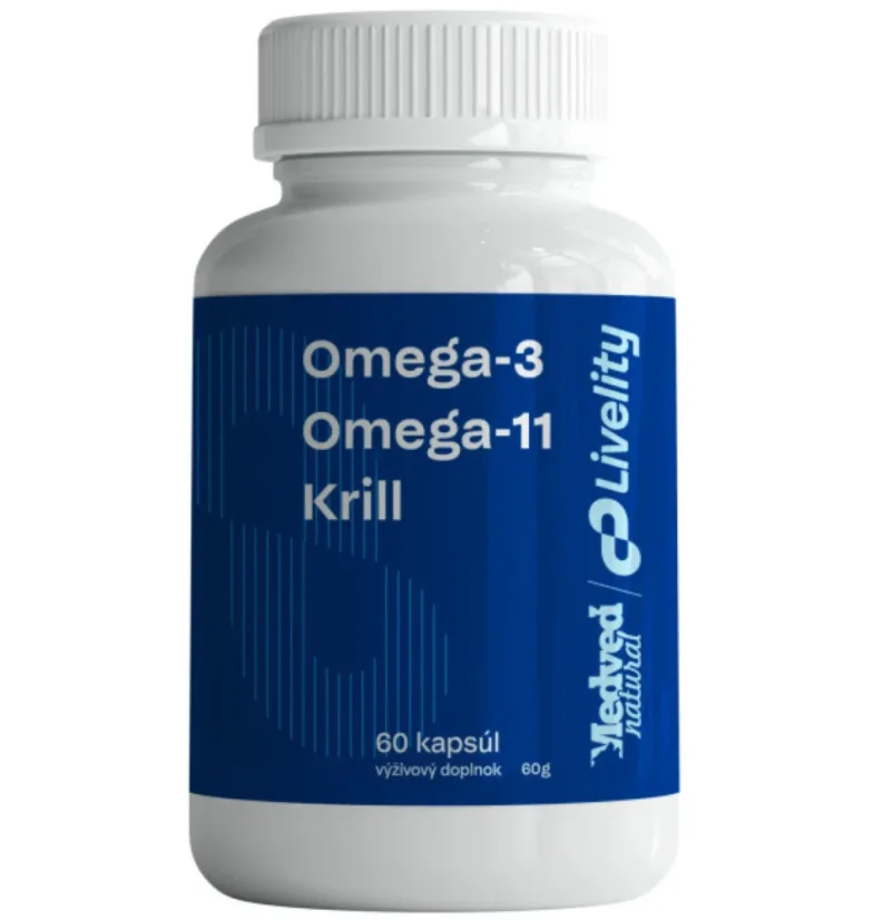 Medveď natural Omega-3, Omega-11 + krill 60 kapslí EPA DHA podpora srdce mozku a zraku Medveď natural Omega-3, Omega-11 + krill 60 kapslí EPA DHA podpora srdce mozku a zraku