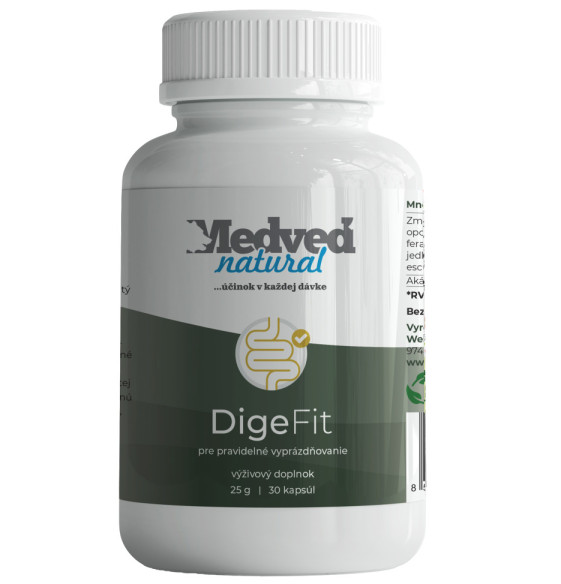 DigeFit od Medveď Natural – doplněk stravy pro podporu pravidelného vyprazdňování v kapslích.