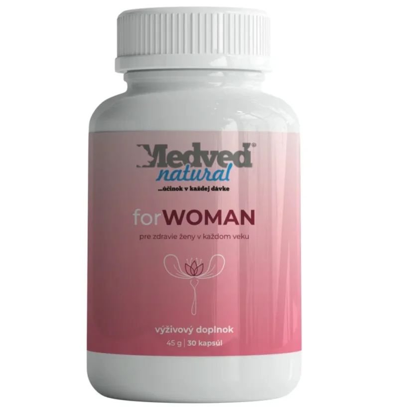 Medveď Natural forWOMAN 30 kapsúl – prírodný doplnok so shatavari pre ženské zdravie