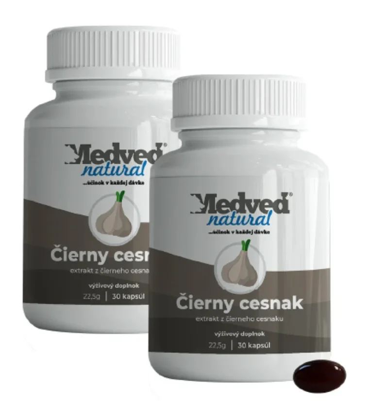 2× Medveď Natural Čierny cesnak 30 kapsúl s fermentovaným cesnakom a S-allylcysteínom