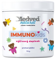 Medveď Natural Immuno Kids, výživový doplnok na podporu imunity pre deti, príchuť jablko 115 g Medveď Natural Immuno Kids, výživový doplnok na podporu imunity pre deti, príchuť jablko 115 g