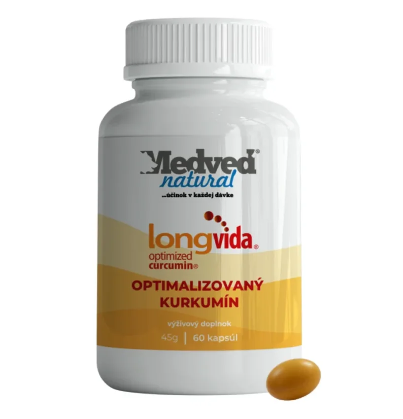 Optimalizovaný kurkumin Longvida Medveď Natural 60 softgel kapslí pro imunitu a záněty