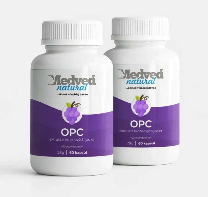 Medveď natural OPC 2x 60 kapslí výhodné dvojbalení s extraktem z hroznových jader