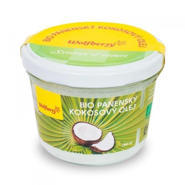 Bio panenský kokosový olej Wolfberry 200 ml – lisovaný za studena, vhodný na varenie, pečenie aj kozmetiku