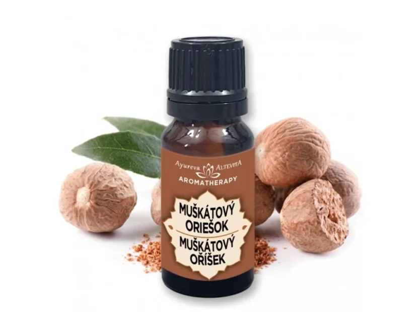 Altevita Muškátový oriešok – 100 % esenciálny olej na aromaterapiu s hrejivou a korenistou vôňou