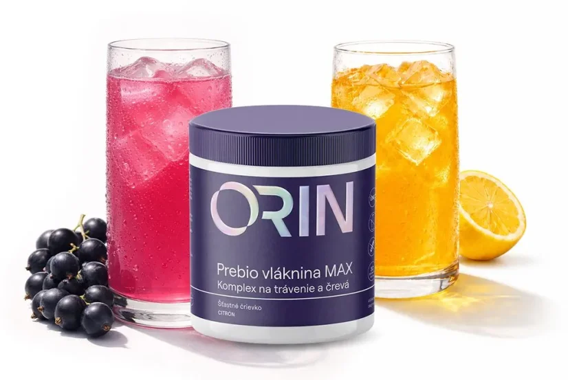 ORIN Prebio vláknina MAX s nápoji s příchutí citronu a černého rybízu
