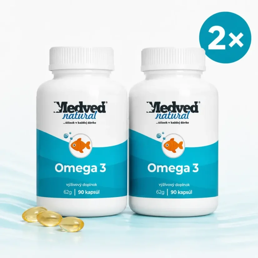 Medveď Natural Omega-3 dvojbalenie 2×90 kapsúl s rybím olejom EPAX Medveď Natural Omega-3 dvojbalenie 2×90 kapsúl s rybím olejom EPAX