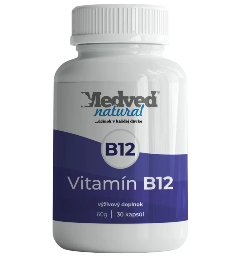 Medveď Natural Vitamín B12 30 kapsúl – doplnok na energiu, nervy a krvotvorbu Medveď Natural Vitamín B12 30 kapsúl – doplnok na energiu, nervy a krvotvorbu