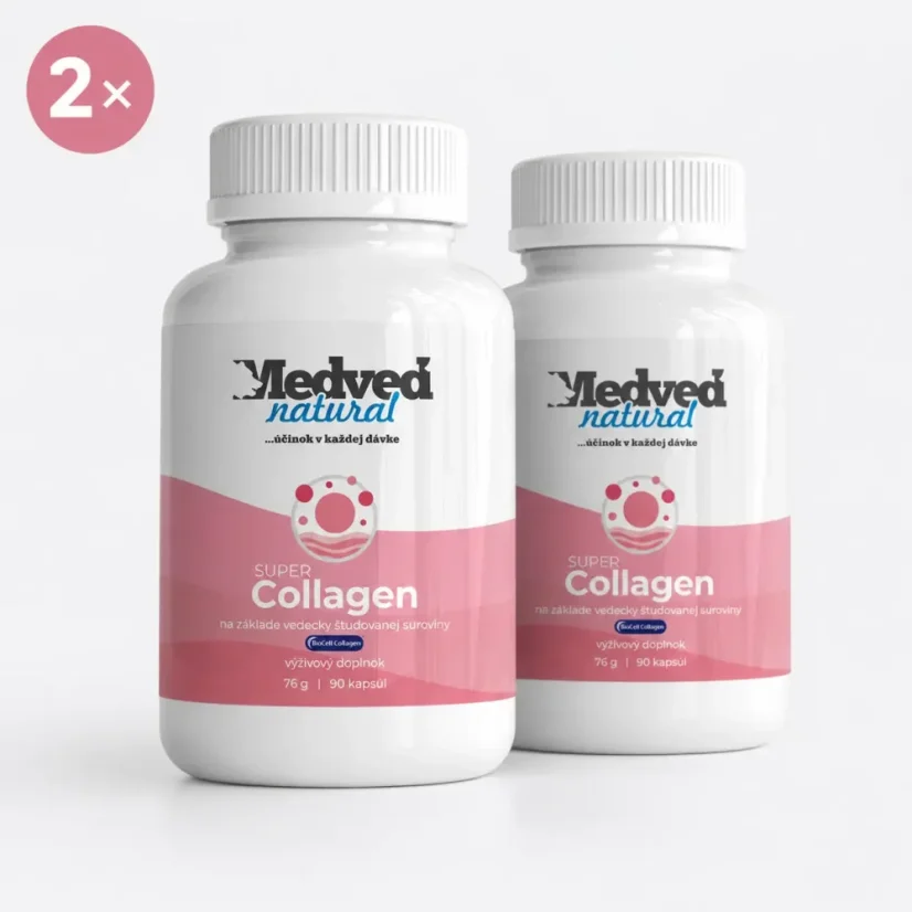 Medveď Natural Super Collagen dvojbalenie 2x90 kapsúl s kolagénom, chondroitínom a kyselinou hyalurónovou