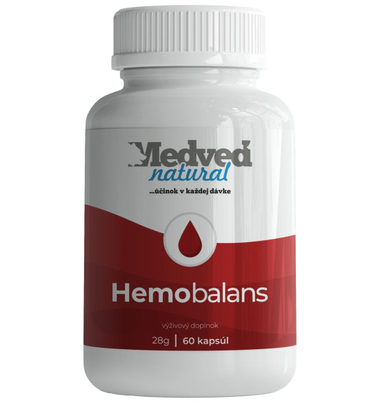 Doplněk stravy Hemobalans Medveď Natural, 60 kapslí, při nedostatku železa a pro podporu krvetvorby