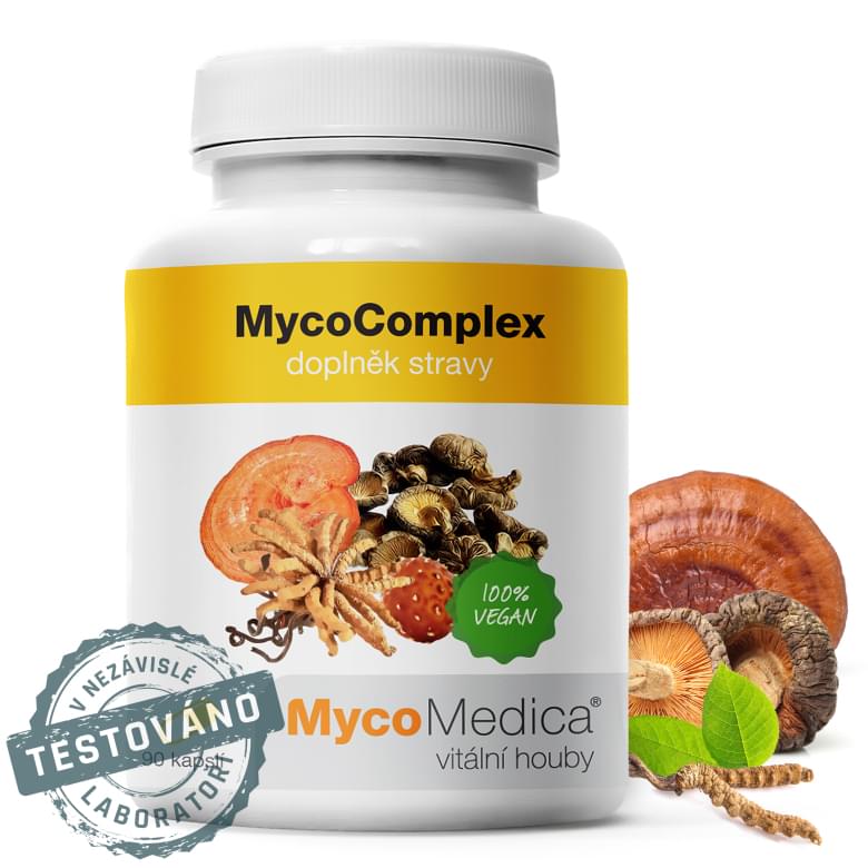 MycoComplex od MycoMedica – kombinácia Reishi, Cordyceps a ďalších húb na imunitu, vitalitu a odolnosť