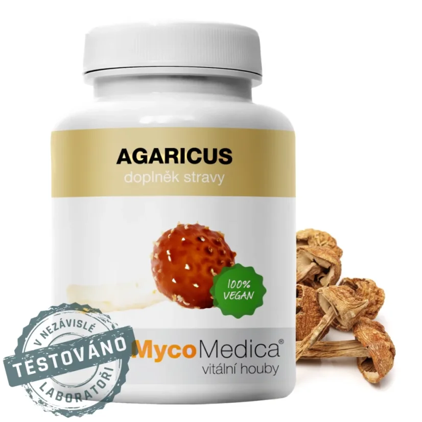 Agaricus MycoMedica 500 mg extrakt, 90 veganských kapslí, podpora imunity