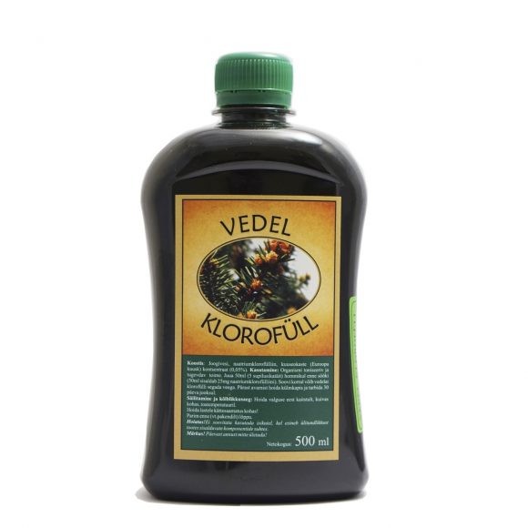 Tekutý chlorofyl Vedel Klorofüll 500 ml pre detoxikáciu, energiu a podporu imunity