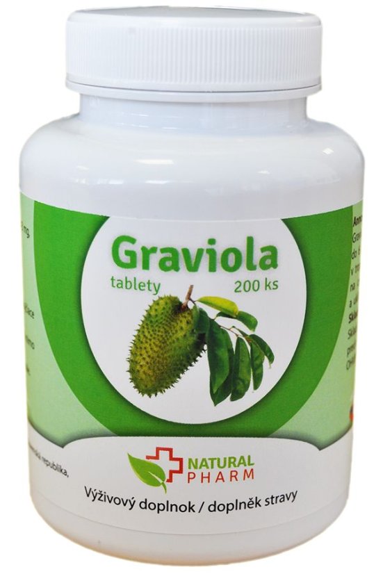 Balení doplňku stravy Graviola Natural Pharm ve formě tablet Balení doplňku stravy Graviola Natural Pharm ve formě tablet