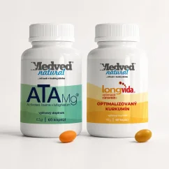 Medveď Natural ATA Mg a Longvida optimalizovaný kurkumín vo výhodnom balíku
