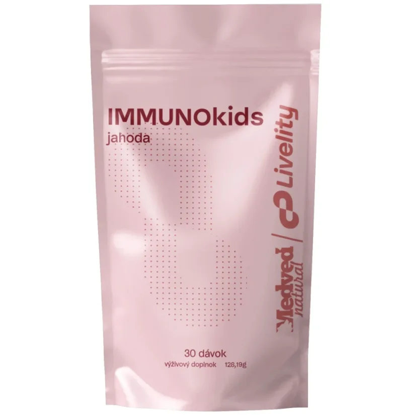 Medveď natural IMMUNO kids jahoda 128g – podpora dětské imunity s HMO