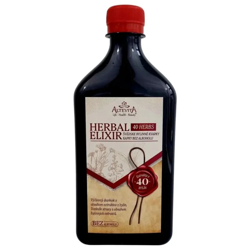 Altevita Herbal Elixir švédské bylinné kapky bez alkoholu 40 bylin 500 ml