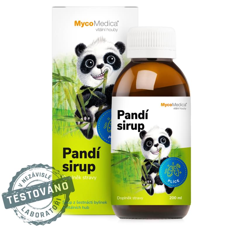 Výživový doplnok Pandí sirup od MycoMedica, 200 ml, na podporu pľúc a dýchacích ciest u detí, testované v nezávislom laboratóriu Výživový doplnok Pandí sirup od MycoMedica, 200 ml, na podporu pľúc a dýchacích ciest u detí, testované v nezávislom laboratóriu