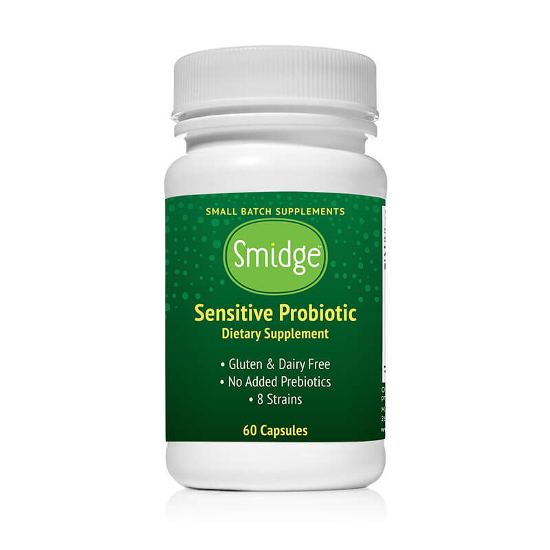 Smidge Sensitive Probiotic – jemný probiotický výživový doplnok s 8 kmeňmi, bez lepku a laktózy, bez pridaných prebiotík, vhodný pre citlivé trávenie Smidge Sensitive Probiotic – jemný probiotický výživový doplnok s 8 kmeňmi, bez lepku a laktózy, bez pridaných prebiotík, vhodný pre citlivé trávenie