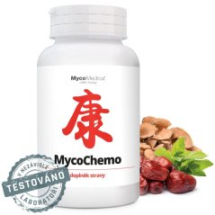 Doplněk stravy MycoChemo od MycoMedica s vitálními houbami a jujubou, testováno v nezávislé laboratoři