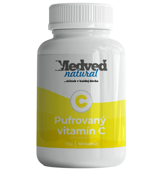 Medveď natural Pufrovaný vitamín C 60 kapslí pro šetrnou podporu imunity a ochranu buněk