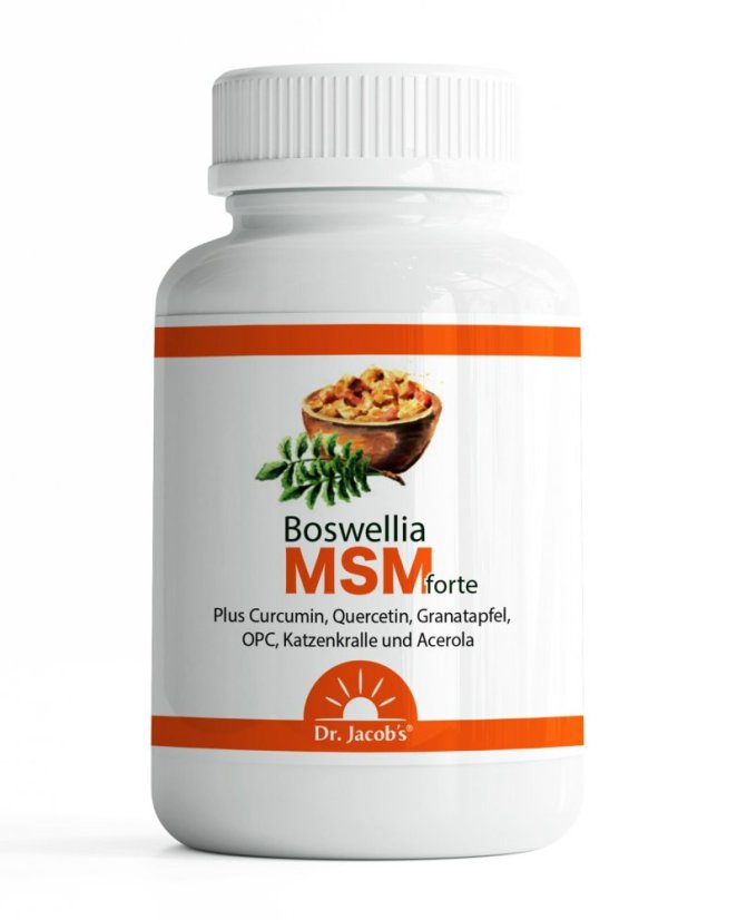 Dr. Jacob’s Boswellia MSM forte, komplex s kurkuminem, kvercetinem, granátovým jablkem a acerolou Dr. Jacob’s Boswellia MSM forte, komplex s kurkuminem, kvercetinem, granátovým jablkem a acerolou